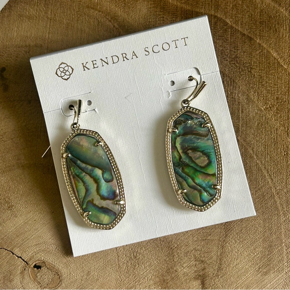 Kendra Scott Iridescent Abalone Earrings with Gold Accents - Picture 7 of 7